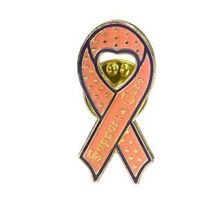 Support A Cure Pink Ribbon Enamel Lapel Hat Biker Pin Breast Cancer Awareness
